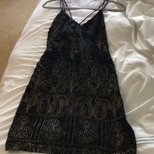 Black and gold slip dress NWT